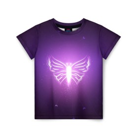 Детская футболка 3D с принтом Бабочка в Тюмени, 100% гипоаллергенный полиэфир | прямой крой, круглый вырез горловины, длина до линии бедер, чуть спущенное плечо, ткань немного тянется | Тематика изображения на принте: бабочка | магия | насекомое | неон