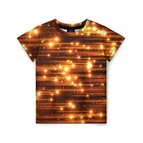 Детская футболка 3D с принтом Огоньки в Тюмени, 100% гипоаллергенный полиэфир | прямой крой, круглый вырез горловины, длина до линии бедер, чуть спущенное плечо, ткань немного тянется | кометы | космос | метеорит | огоньки | свет | яркий