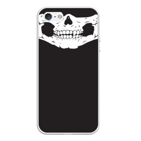 Чехол для iPhone 5/5S матовый с принтом Череп маска черная в Тюмени, Силикон | Область печати: задняя сторона чехла, без боковых панелей | 