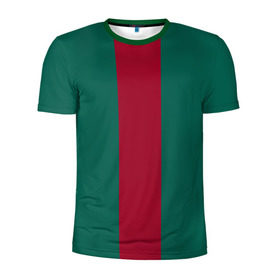 Мужская футболка 3D спортивная с принтом Зеленый/бордовый в Тюмени, 100% полиэстер с улучшенными характеристиками | приталенный силуэт, круглая горловина, широкие плечи, сужается к линии бедра | gucci | гучи | гуччи | полосы