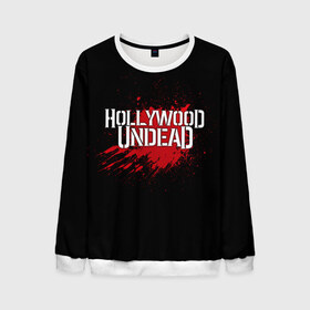 Мужской свитшот 3D с принтом Hollywood Undead в Тюмени, 100% полиэстер с мягким внутренним слоем | круглый вырез горловины, мягкая резинка на манжетах и поясе, свободная посадка по фигуре | band | blood | hollywood undead | metal | music | rock | атрибутика | группа | кровь | метал | музыка | рок