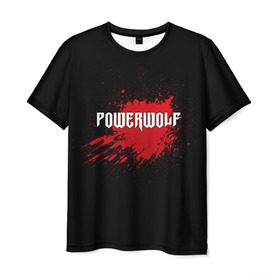 Мужская футболка 3D с принтом Powerwolf в Тюмени, 100% полиэфир | прямой крой, круглый вырез горловины, длина до линии бедер | band | blood | metal | music | powerwolf | rock | атрибутика | группа | кровь | метал | музыка | рок