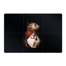 Магнитный плакат 3Х2 с принтом Defender в Тюмени, Полимерный материал с магнитным слоем | 6 деталей размером 9*9 см | bear | calm | defender | ginger | ginger hair | girl | protection | девушка | животные | защита | медведь | рыжая