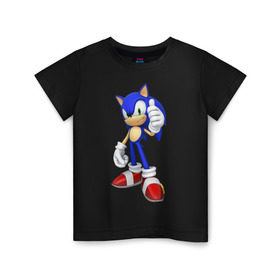 Детская футболка хлопок с принтом Modern Sonic в Тюмени, 100% хлопок | круглый вырез горловины, полуприлегающий силуэт, длина до линии бедер | Тематика изображения на принте: sonic | соник