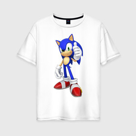Женская футболка хлопок Oversize с принтом Modern Sonic в Тюмени, 100% хлопок | свободный крой, круглый ворот, спущенный рукав, длина до линии бедер
 | sonic | соник
