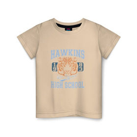 Детская футболка хлопок с принтом Stranger Things Hawkins в Тюмени, 100% хлопок | круглый вырез горловины, полуприлегающий силуэт, длина до линии бедер | hawkins | stranger things | очень странные дела