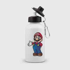 Бутылка спортивная с принтом Mario в Тюмени, металл | емкость — 500 мл, в комплекте две пластиковые крышки и карабин для крепления | nintendo | марио | нинтендо