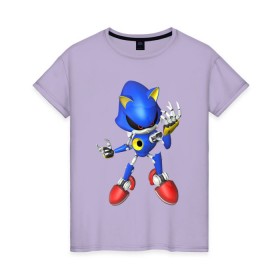 Женская футболка хлопок с принтом Metal Sonic в Тюмени, 100% хлопок | прямой крой, круглый вырез горловины, длина до линии бедер, слегка спущенное плечо | метал соник | металл соник