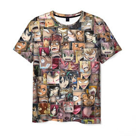 Мужская футболка 3D с принтом Злые лица аниме в Тюмени, 100% полиэфир | прямой крой, круглый вырез горловины, длина до линии бедер | комиксы | манга | паттерн | эмоции