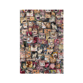 Обложка для паспорта матовая кожа с принтом Злые лица аниме в Тюмени, натуральная матовая кожа | размер 19,3 х 13,7 см; прозрачные пластиковые крепления | Тематика изображения на принте: комиксы | манга | паттерн | эмоции