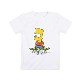 Детская футболка хлопок с принтом Барт на скейте в Тюмени, 100% хлопок | круглый вырез горловины, полуприлегающий силуэт, длина до линии бедер | simpsons | барт симпсон | симпсоны