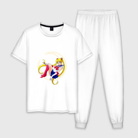 Мужская пижама хлопок с принтом Sailor Moon в Тюмени, 100% хлопок | брюки и футболка прямого кроя, без карманов, на брюках мягкая резинка на поясе и по низу штанин
 | sailor moon | sailormoon | сейлор мун | сейлормун