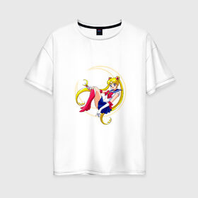 Женская футболка хлопок Oversize с принтом Sailor Moon в Тюмени, 100% хлопок | свободный крой, круглый ворот, спущенный рукав, длина до линии бедер
 | sailor moon | sailormoon | сейлор мун | сейлормун