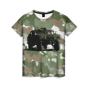 Женская футболка 3D с принтом Jeep в Тюмени, 100% полиэфир ( синтетическое хлопкоподобное полотно) | прямой крой, круглый вырез горловины, длина до линии бедер | 23 февраля | hummer | jeep | авто | армейская | армия | внедорожник | военная | джип | камуфляж | милитари | россия | хамер