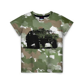 Детская футболка 3D с принтом Jeep в Тюмени, 100% гипоаллергенный полиэфир | прямой крой, круглый вырез горловины, длина до линии бедер, чуть спущенное плечо, ткань немного тянется | 23 февраля | hummer | jeep | авто | армейская | армия | внедорожник | военная | джип | камуфляж | милитари | россия | хамер
