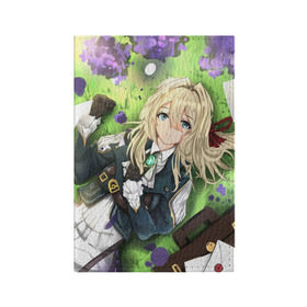 Обложка для паспорта матовая кожа с принтом Violet Evergarden в Тюмени, натуральная матовая кожа | размер 19,3 х 13,7 см; прозрачные пластиковые крепления | Тематика изображения на принте: anime | violet evergarden | аниме | вайолет эвергарден