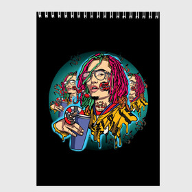 Скетчбук с принтом Lil Pump - 110 в Тюмени, 100% бумага
 | 48 листов, плотность листов — 100 г/м2, плотность картонной обложки — 250 г/м2. Листы скреплены сверху удобной пружинной спиралью | lil pump | pamp | pump | лил памп | маленький насос | насос | памп