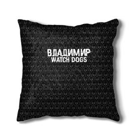 Подушка 3D с принтом Владимир Watch Dogs в Тюмени, наволочка – 100% полиэстер, наполнитель – холлофайбер (легкий наполнитель, не вызывает аллергию). | состоит из подушки и наволочки. Наволочка на молнии, легко снимается для стирки | 