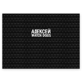 Поздравительная открытка с принтом Алексей Watch Dogs в Тюмени, 100% бумага | плотность бумаги 280 г/м2, матовая, на обратной стороне линовка и место для марки
 | алексей | алеша | леша