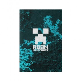 Обложка для паспорта матовая кожа с принтом Адам в стиле Minecraft в Тюмени, натуральная матовая кожа | размер 19,3 х 13,7 см; прозрачные пластиковые крепления | Тематика изображения на принте: 
