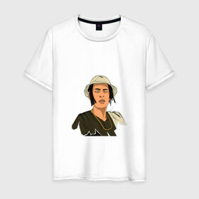 Мужская футболка хлопок с принтом Kizaru в Тюмени, 100% хлопок | прямой крой, круглый вырез горловины, длина до линии бедер, слегка спущенное плечо. | kizaru | yan kee | барселона | кизару | рэпер | ян кии