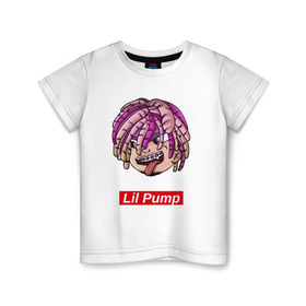 Детская футболка хлопок с принтом Lil Pump в Тюмени, 100% хлопок | круглый вырез горловины, полуприлегающий силуэт, длина до линии бедер | Тематика изображения на принте: face | gang | lil | pump | rap | качер | лил | маленький | насос | памп | репер | рэпер | рэппер | с дредами