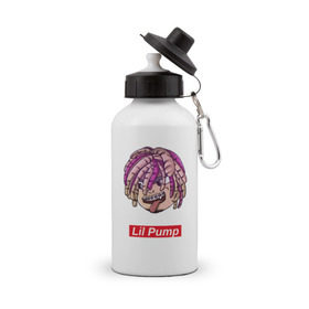 Бутылка спортивная с принтом Lil Pump в Тюмени, металл | емкость — 500 мл, в комплекте две пластиковые крышки и карабин для крепления | face | gang | lil | pump | rap | качер | лил | маленький | насос | памп | репер | рэпер | рэппер | с дредами
