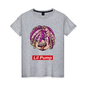 Женская футболка хлопок с принтом Lil Pump в Тюмени, 100% хлопок | прямой крой, круглый вырез горловины, длина до линии бедер, слегка спущенное плечо | face | gang | lil | pump | rap | качер | лил | маленький | насос | памп | репер | рэпер | рэппер | с дредами