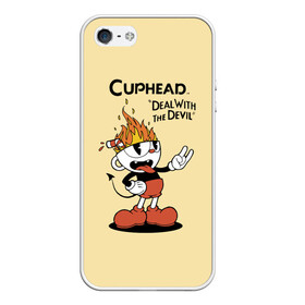 Чехол для iPhone 5/5S матовый с принтом Cuphead в Тюмени, Силикон | Область печати: задняя сторона чехла, без боковых панелей | 