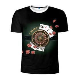 Мужская футболка 3D спортивная с принтом Покер Старс в Тюмени, 100% полиэстер с улучшенными характеристиками | приталенный силуэт, круглая горловина, широкие плечи, сужается к линии бедра | игра | казино | каре | карты | роял | сет | стрит | туз | удача | флеш | фул | хаус