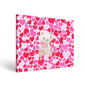 Холст прямоугольный с принтом Белый Мишка в Тюмени, 100% ПВХ |  | 14 февраля | bear | love | teddy | абстракция | арт | девушкам | день всех влюбленных | день святого валентина | животные | медведь | милые | мишка | сердечки | тедди