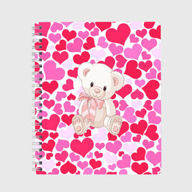 Тетрадь с принтом Белый Мишка в Тюмени, 100% бумага | 48 листов, плотность листов — 60 г/м2, плотность картонной обложки — 250 г/м2. Листы скреплены сбоку удобной пружинной спиралью. Уголки страниц и обложки скругленные. Цвет линий — светло-серый
 | Тематика изображения на принте: 14 февраля | bear | love | teddy | абстракция | арт | девушкам | день всех влюбленных | день святого валентина | животные | медведь | милые | мишка | сердечки | тедди