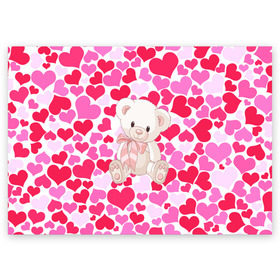 Поздравительная открытка с принтом Белый Мишка в Тюмени, 100% бумага | плотность бумаги 280 г/м2, матовая, на обратной стороне линовка и место для марки
 | 14 февраля | bear | love | teddy | абстракция | арт | девушкам | день всех влюбленных | день святого валентина | животные | медведь | милые | мишка | сердечки | тедди