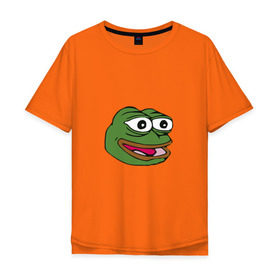 Мужская футболка хлопок Oversize с принтом Pepe frog в Тюмени, 100% хлопок | свободный крой, круглый ворот, “спинка” длиннее передней части | meme pepe мем прикол лягушка