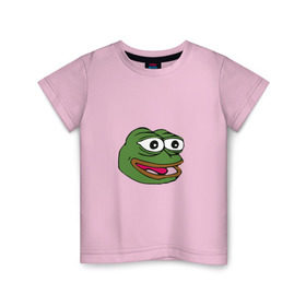 Детская футболка хлопок с принтом Pepe frog в Тюмени, 100% хлопок | круглый вырез горловины, полуприлегающий силуэт, длина до линии бедер | meme pepe мем прикол лягушка