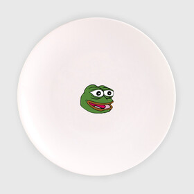 Тарелка 3D с принтом Pepe frog в Тюмени, фарфор | диаметр - 210 мм
диаметр для нанесения принта - 120 мм | meme pepe мем прикол лягушка