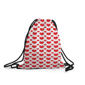 Рюкзак-мешок 3D с принтом Красные сердечки в Тюмени, 100% полиэстер | плотность ткани — 200 г/м2, размер — 35 х 45 см; лямки — толстые шнурки, застежка на шнуровке, без карманов и подкладки | 