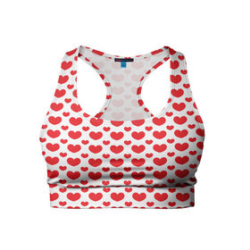 Женский спортивный топ 3D с принтом Красные сердечки в Тюмени, 82% полиэстер, 18% спандекс Ткань безопасна для здоровья, позволяет коже дышать, не мнется и не растягивается |  | 