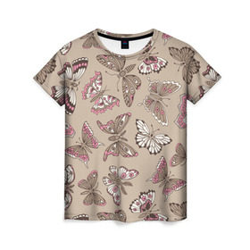 Женская футболка 3D с принтом Чудо природы в Тюмени, 100% полиэфир ( синтетическое хлопкоподобное полотно) | прямой крой, круглый вырез горловины, длина до линии бедер | бабочки | романтика | цветы