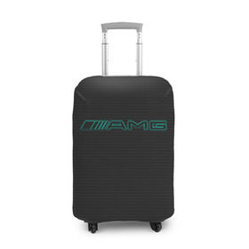 Чехол для чемодана 3D с принтом AMG Turquoise-Carbon в Тюмени, 86% полиэфир, 14% спандекс | двустороннее нанесение принта, прорези для ручек и колес | amg | auto | black | carbon | mercedes | turquoise | авто | амг | мерседес