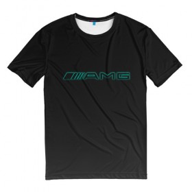Мужская футболка 3D с принтом AMG Turquoise-Carbon в Тюмени, 100% полиэфир | прямой крой, круглый вырез горловины, длина до линии бедер | amg | auto | black | carbon | mercedes | turquoise | авто | амг | мерседес