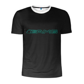 Мужская футболка 3D спортивная с принтом AMG Turquoise-Carbon в Тюмени, 100% полиэстер с улучшенными характеристиками | приталенный силуэт, круглая горловина, широкие плечи, сужается к линии бедра | amg | auto | black | carbon | mercedes | turquoise | авто | амг | мерседес