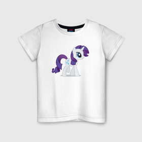 Детская футболка хлопок с принтом My little pony Рарити в Тюмени, 100% хлопок | круглый вырез горловины, полуприлегающий силуэт, длина до линии бедер | 
