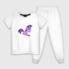 Детская пижама хлопок с принтом My little pony Твайлайт Спаркл в Тюмени, 100% хлопок |  брюки и футболка прямого кроя, без карманов, на брюках мягкая резинка на поясе и по низу штанин
 | my little pony | твайлайт спаркл