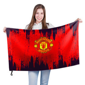 Флаг 3D с принтом Манчестер Юнайтед в Тюмени, 100% полиэстер | плотность ткани — 95 г/м2, размер — 67 х 109 см. Принт наносится с одной стороны | football | manchester united | mu | манчестер юнайтед | мю | спорт | футбол