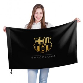 Флаг 3D с принтом Barcelona Gold Edition в Тюмени, 100% полиэстер | плотность ткани — 95 г/м2, размер — 67 х 109 см. Принт наносится с одной стороны | barcelona | champions | gold | league | spain | style | барселона | испания | лига | чемпионов
