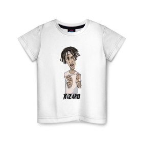 Детская футболка хлопок с принтом KIZARU в Тюмени, 100% хлопок | круглый вырез горловины, полуприлегающий силуэт, длина до линии бедер | Тематика изображения на принте: kizaru | rap | кизару | олег нечипоренко | реп