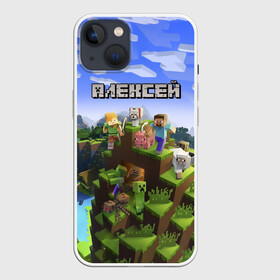 Чехол для iPhone 13 с принтом Алексей   Minecraft в Тюмени,  |  | minecraft | алексей | алеша | алешка | добывать | игра | игрушка | имя | компьютерная | кубики | леха | леша | майкрафт | майн крафт | майнкрафт | пиксели | пиксель | ремесло | с именем | шахта