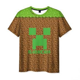 Мужская футболка 3D с принтом Алексей-Minecraft в Тюмени, 100% полиэфир | прямой крой, круглый вырез горловины, длина до линии бедер | алексей | алеша | крипер | леха | леша | майнкрафт