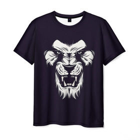 Мужская футболка 3D с принтом Лев в Тюмени, 100% полиэфир | прямой крой, круглый вырез горловины, длина до линии бедер | lev | lion | животные | лев | лева | лион | лицо льва